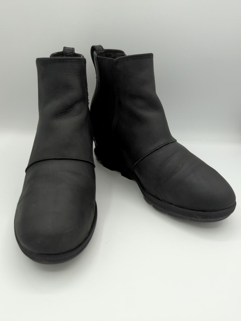 SOREL Joan of Arctic Wedge II Chelsea Boot Black Leather Waterproof Women Bootie